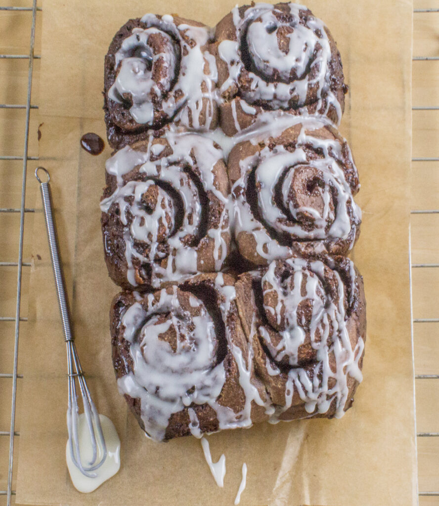 Sourdough Chocolate Sweet Roll Bread Glazed