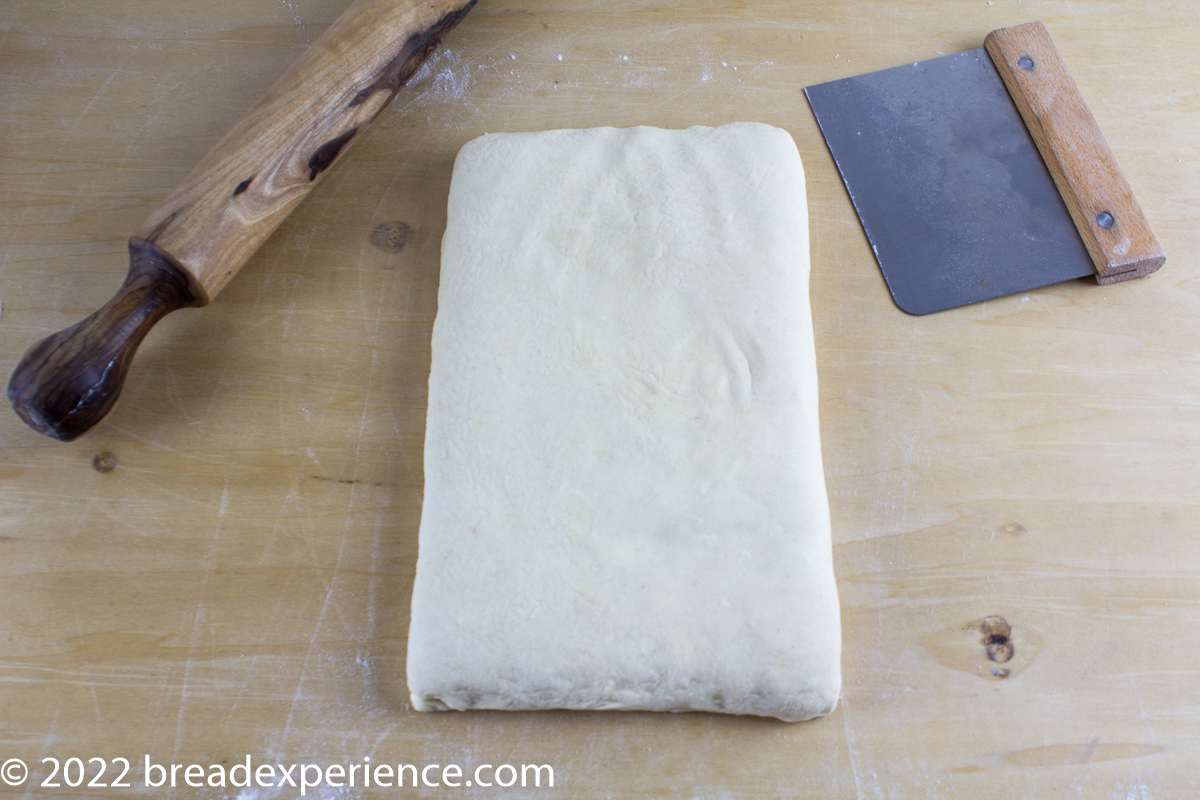 folded dough is chilled in freezer