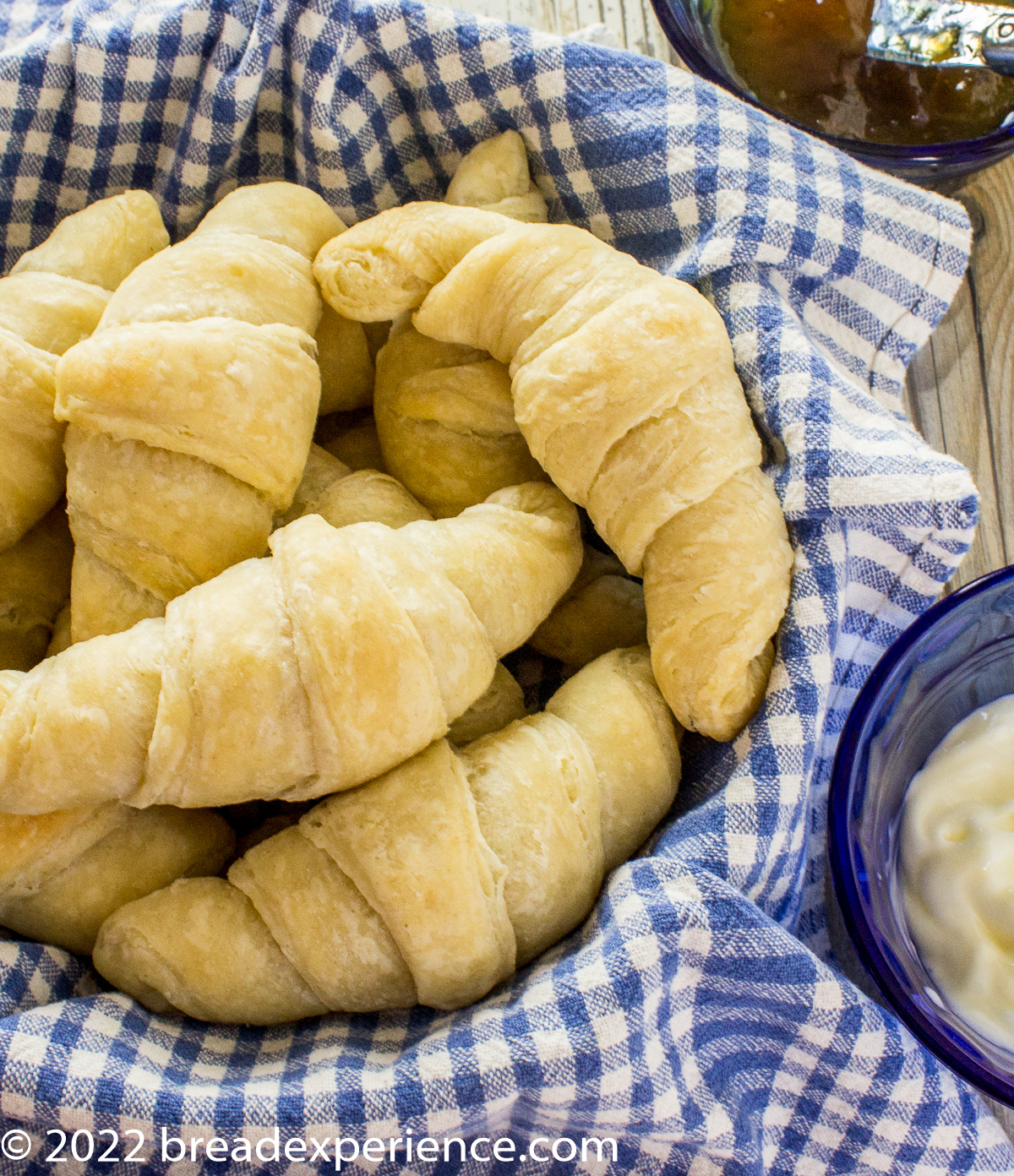 Sourdough Crescent Rolls brushed with melted butter