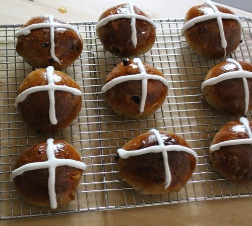 Piped Sourdough Hot Cross Buns