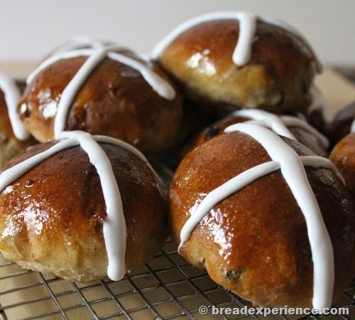 Sourdough Hot Cross Buns Glazed