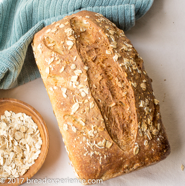 Sourdough Oatmeal Bread Scored on Top