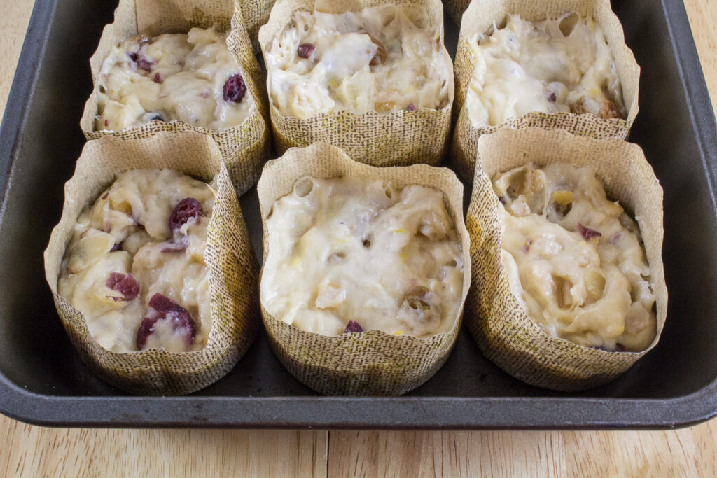 Mini Panettones after collapsing during cold ferment