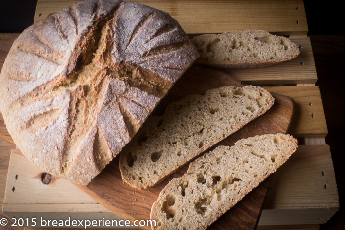 Sourdough Semolina Einkorn Bread Sliced for serving