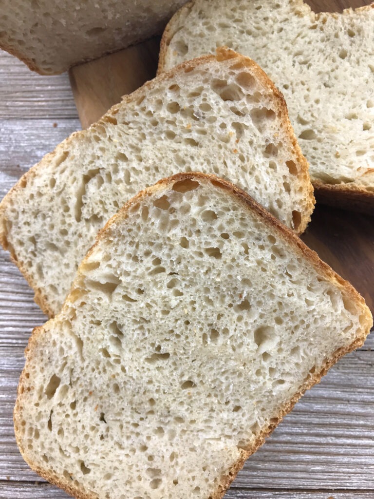 Closeup of Upcycled Sourdough Sandwich Loaf Crumb