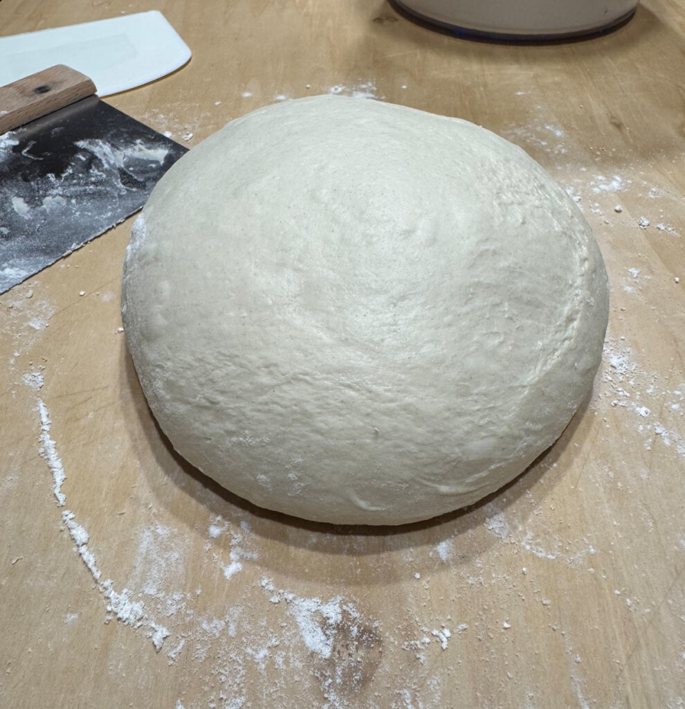 Preshaped Basic Sourdough Loaf after 6 hour bulk ferment at 75 degrees F. 