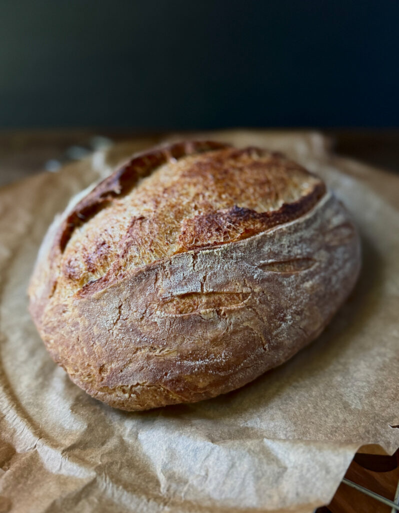 Sourdough Croissant Loaf on Parchment Paper
