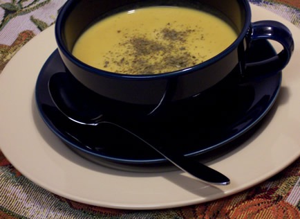 Spiced Pumpkin Soup in bowl with cilantro