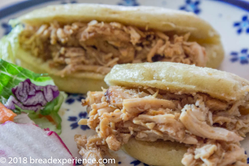 Sourdough Einkorn Steamed Bao Buns with BBQ Pulled Chicken