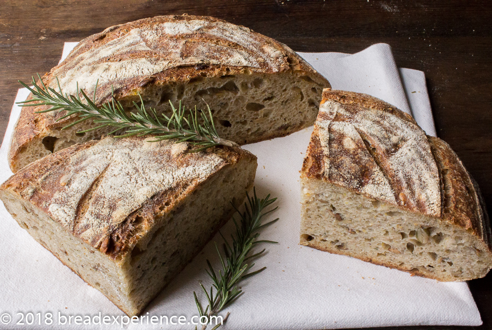 Tartine-Style Sourdough Rosemary Polenta Bread