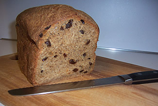 Whole Wheat Cinnamon Raisin Bread in Bread Maker